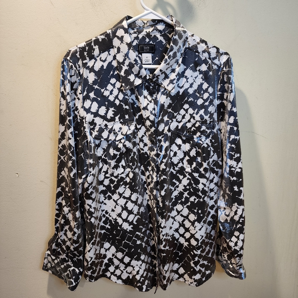 Lark Lane women's shimmer Button Up  Long Sleeves blouse 16